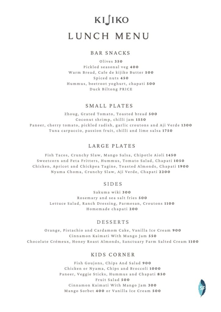 LUNCH menu